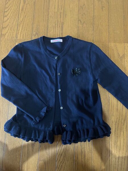 familiar カーディガン150 ネイビー フリル