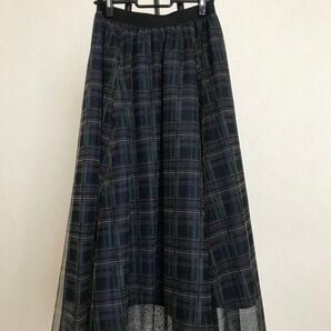 チェック柄チュールスカート