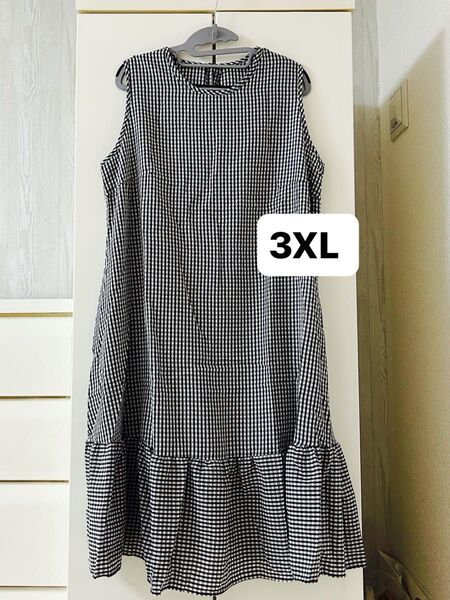 新品未使用 ギンガムチェックのワンピース 大きいサイズ3XL