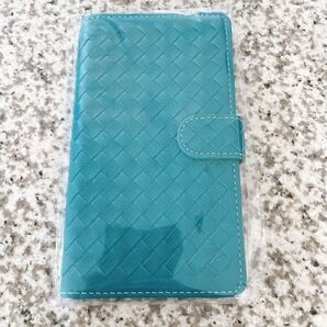 Xperia 8 SOV42 手帳型ケース 編み込み ターコイズ