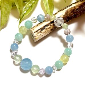 若葉とそよ風 / アクアマリン アメトリン 蝶 花 / 天然石ブレスレット パワーストーン 天然石アクセサリー