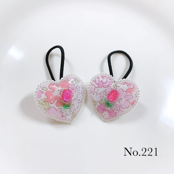 ハンドメイド リバティ レジン ヘアゴム
