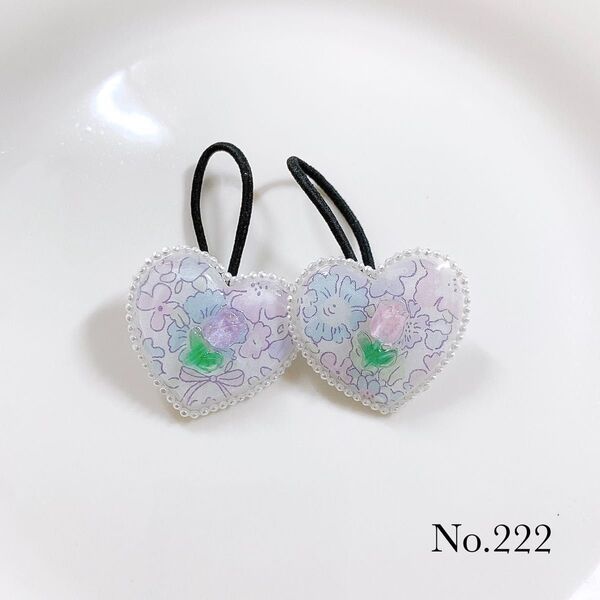 ハンドメイド リバティ レジン ヘアゴム