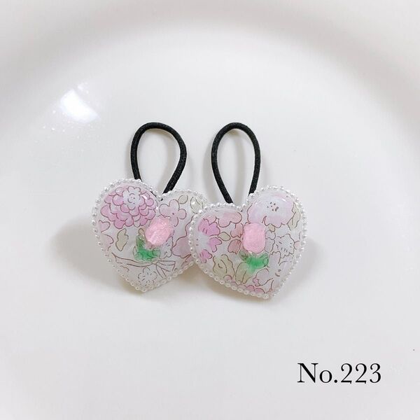 ハンドメイド リバティ レジン ヘアゴム