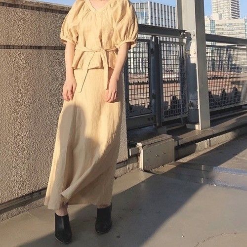 スナイデル リネンナローフレアヘムスカート