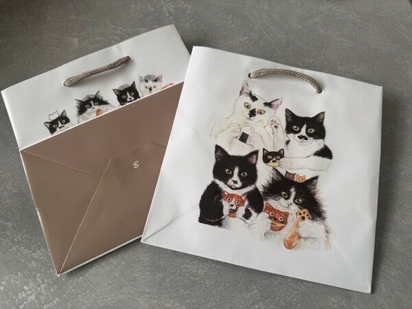 【2枚セット】CAT&BAKES9456 猫柄紙袋 猫柄 紙袋 キャット&ベイクスグシコロ ショッパー