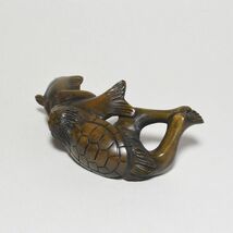 根付 魚と河童 柘植 木彫品 木製 彫刻品 黄楊 現品お渡し サカナ カッパ na07-ｆ2-21_画像6