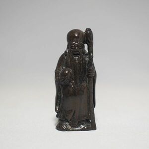 鉄木 根付 福禄寿 木彫品 木製 彫刻品 現品お渡し na07-g2-11