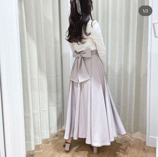 【美品】アンミール anmille ウエストリボンフレアスカート