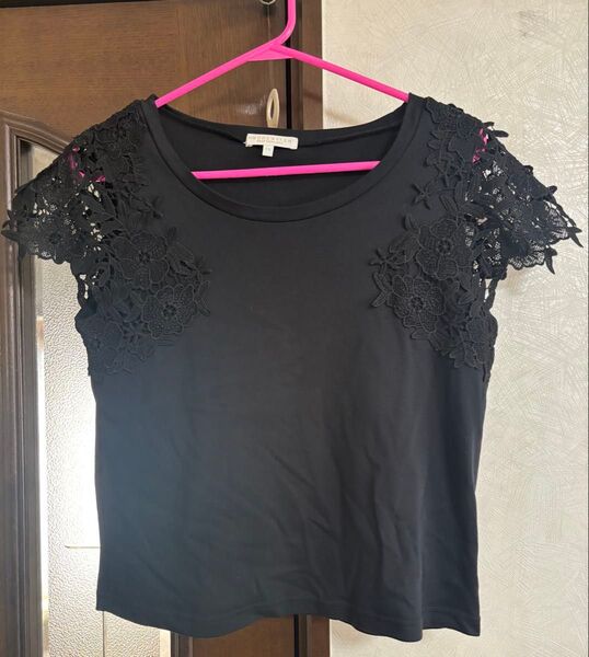 美品 PROPOTION BODY DRESSINGレースブラック 半袖 カットソー Tシャツ ホワイト 半袖