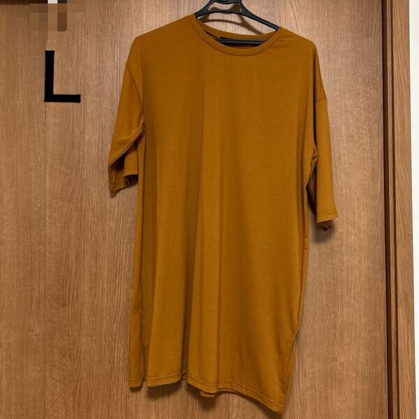 未使用 クルーネックチュニック ロングTシャツ Lサイズ