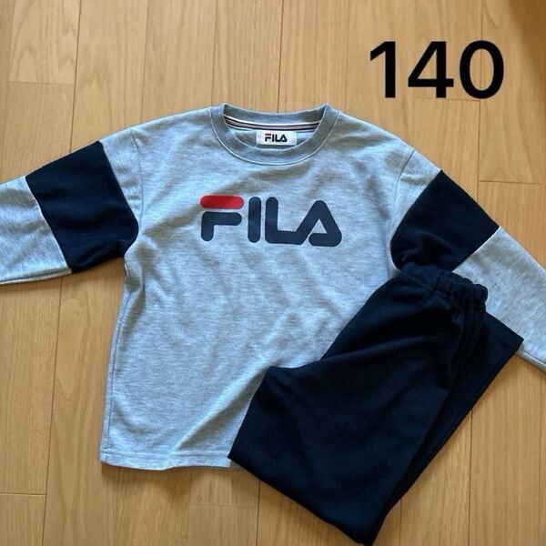 FILA キッズ パジャマ上下セット ルームウェア 部屋着 140サイズ グレー ネイビー