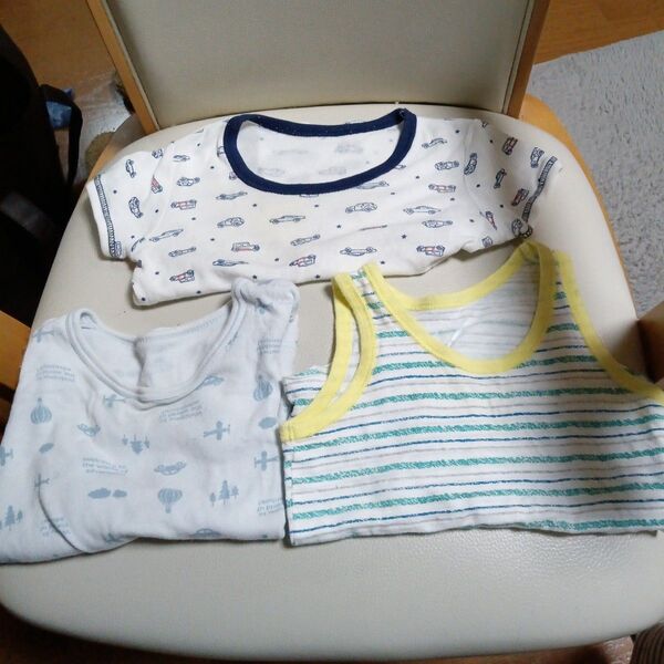 男の子用タンクトップ、半袖、長袖シャツセット 80cm