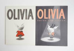 [ English ]2 pcs. set *oli Via circus ....* pig * Ian Falco na-*Olivia Saves the Circus*Ian Falconer* foreign book picture book [17]