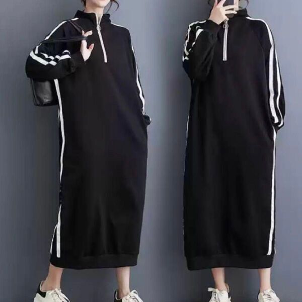 4L サイドライン ジャージワンピ ロングワンピース ワンピース 大きめ 3XL