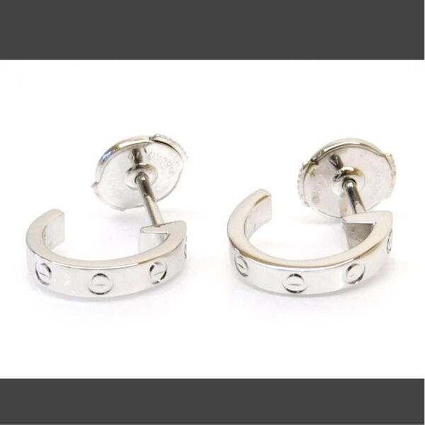 新品同様品 カルティエ リング ☆ ミニラブ ピアス フープピアス K18 WG ホワイトゴールド レディース Cartier