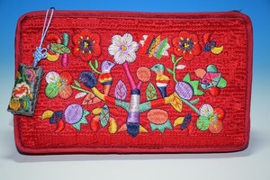 ◆韓国雑貨◆可愛い刺繍入りポーチ◆レッド◆