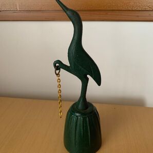 南部鉄器風 鳥の置物 グリーン インテリア ペーパーウエイト 文鎮