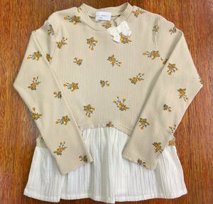 ★即決★新品タグ付 ウィルメリー WILL MERY 女児 子供★裾切り替え 花柄 長袖Tシャツ★120cm（7-8才目安）￥2530