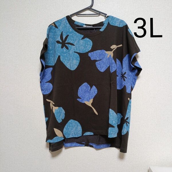 大きいサイズ 3L 4L 花柄 半袖Tシャツ 綿