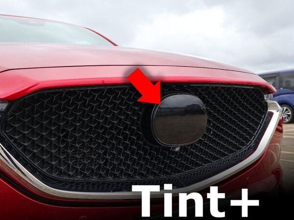 Tint+再利用できる CX-5 KF2P/KF5P/KFEP 前期 エンブレム スモークフィルム(ブラックスモーク MRCC用)