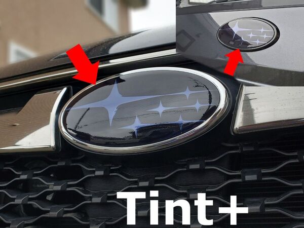 Tint+再使用できる エンブレム スモークフィルム(スモーク20% 前後2枚セット)レガシィ B4 BM9/BMG/BMM 後期