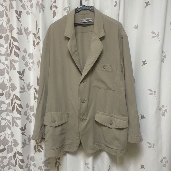 Lサイズ】レトロ ISSEY MIYAKE ベージュ ジャケット ヴィンテージ オフィスカジュアルにも