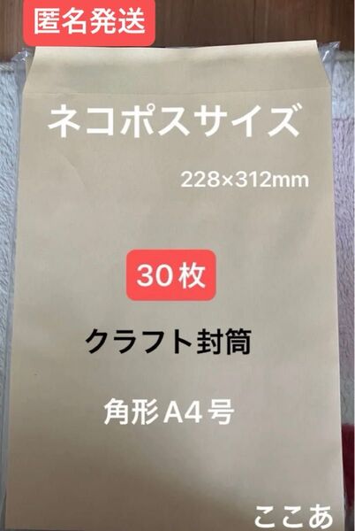 ネコポス 角形A4クラフト封筒 30枚