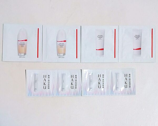 資生堂 エッセンススキングロウ プライマー 1g2包 ファンデーション 1ml2包 HAKU メラノフォーカス 0.3g4包セット
