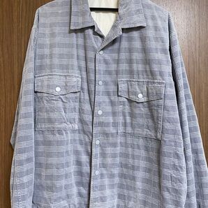 チェック柄シャツ コーデュロイ ブルー