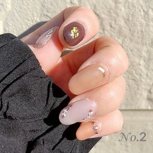 No.2 大人かわいいカフェラテ ネイルチップ オーダーページ ジェルネイルチップ 韓国