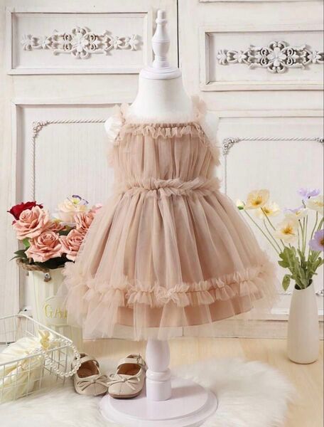 BABY ピンク 発表会 結婚式 ベビー ドレス 12-18month 80cm〜90cm