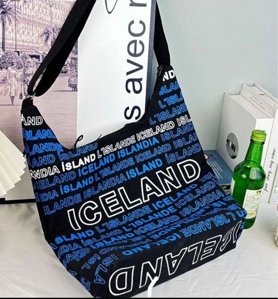 ICELAND ロゴショルダーバッグ トートバッグ 通学 通勤日常用ショルダーバック キャンバストートバッグ エコバッグ