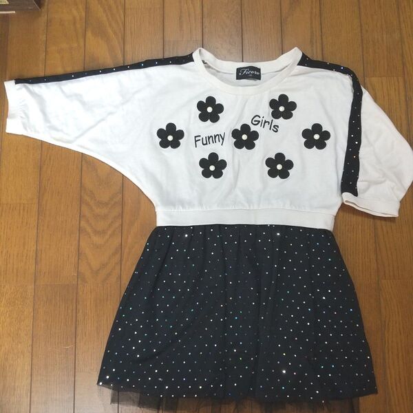 130 花柄七分袖ワンピース スカート 子供服 キッズ ワンピース 女の子