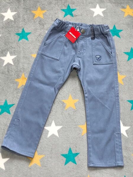 新品★100★ミキハウス★ストレッチカラーパンツ★水色★お出掛け★長ズボン★ダブルBホットビスケッツ★おまとめ歓迎★CBN038