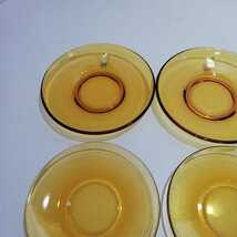 SOGA 曽我ガラス 飴色アンバーガラス ソーサー 2種類 8枚セット 未使用 [昭和 レトロ 飴色 ガラス 茶器 コーヒーカップ ティーカップ]_画像3