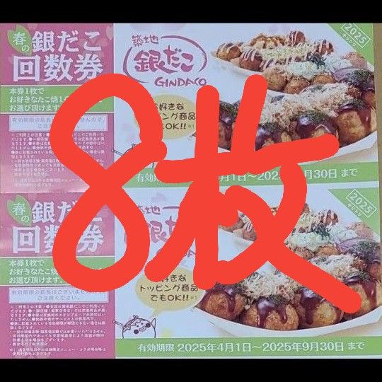 銀だこ 回数券 2枚 有効期限2024年12月1日〜2025年5月31日迄の 銀だこ 回数券 2枚 有効期限2024年12月1日〜2025年5月31日迄の