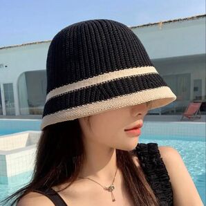 黒帽子 レディース 夏 ハット UVカット 日焼け防止 女性用 つば広帽子