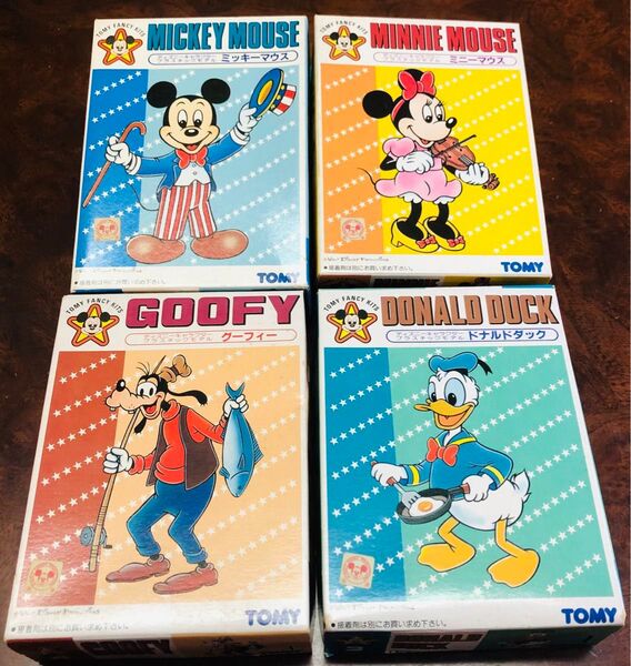 プラモデル TOMYファンシーキット ミッキーマウス ミニーマウス ドナルドダック グーフィー 4個セット 未組立 当時物