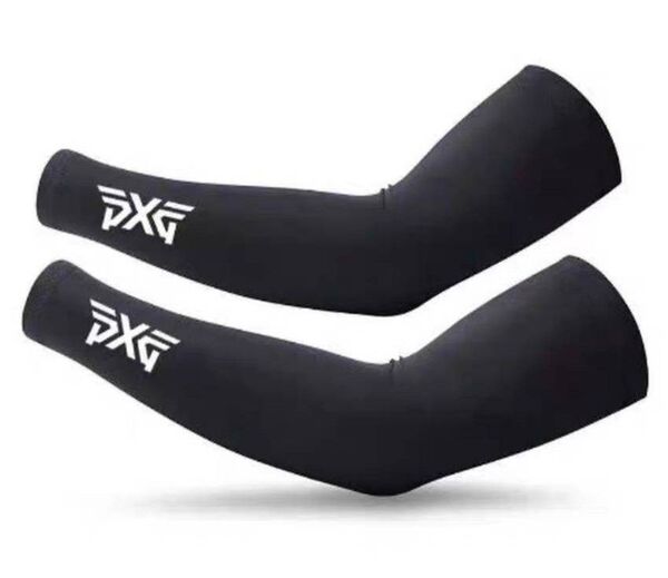 【新品】PXG ゴルフ メンズアームカバー ブラック 冷感アームカバー リブ 清涼感 スポーツ用アイスシルク 吸汗 速乾 紫外線