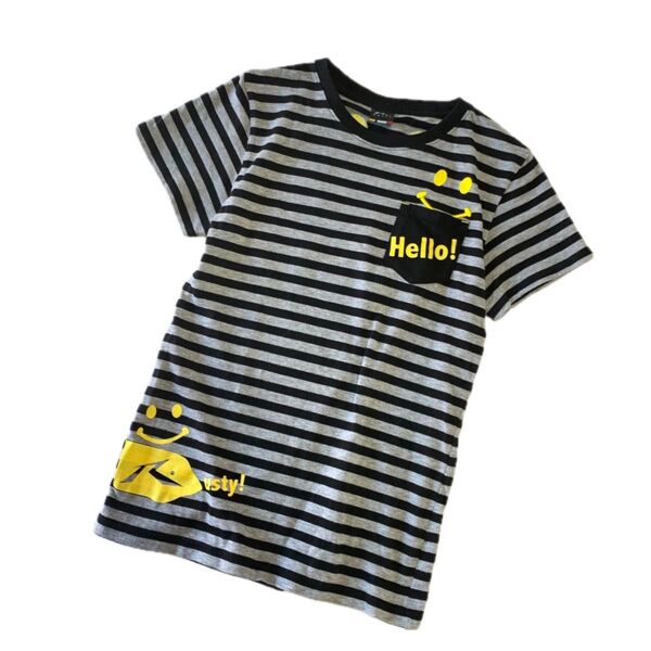 【美品】ラスティ レディース Tシャツ 半袖 ボーダー柄 ロゴプリント