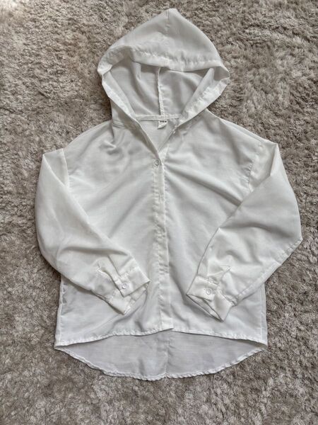 SHEIN フード付きシャツ 150 ホワイト