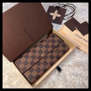【未使用級】 LOUIS VUITTON ルイヴィトン ポルトフォイユ サラ ダミエ 長財布 レザー モノグラム 刻印有り
