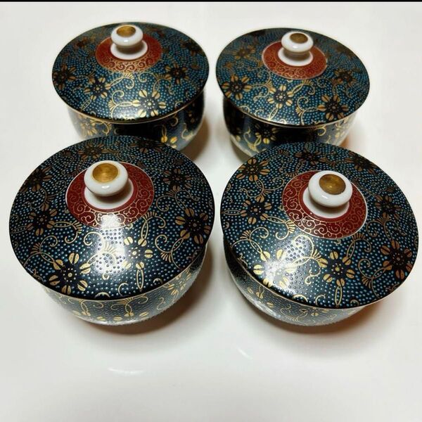 九谷焼 湯呑 蓋付湯呑 蓋付 和食器 KUTANI JAPAN antique