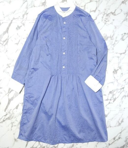 美品★コムデギャルソン★シャツワンピース バンドカラー ブルー アーカイブ