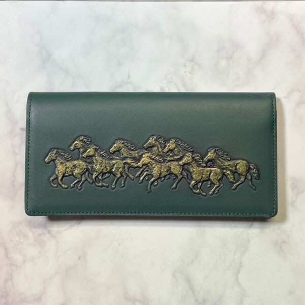 【新品・未使用】馬デザイン 長財布(モスグリーン)