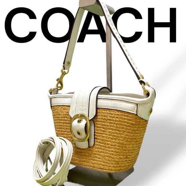 COACHコーチ 2way バッグ ミニかごバッグ レザー ミニトートバッグ