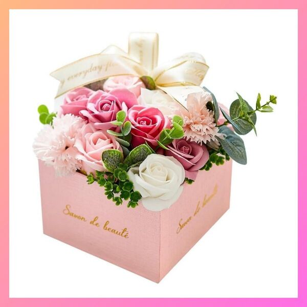 ソープフラワー 母の日 大切な人に想いを伝える ギフト 花束 花瓶 ボックス 誕生日 プレゼント ピンク
