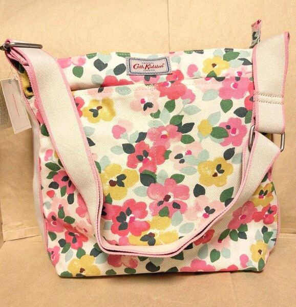 キャスキッドソン Cath Kidston ピンク 白 花 総 柄 ショルダー バッグ