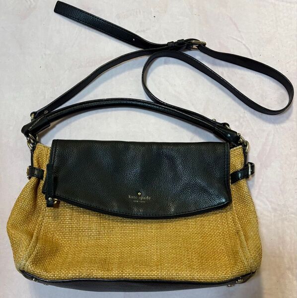 Kate spade 2Weyショルダーバッグ 大容量 通勤 通学 ハンドバッグ 男女兼用 牛革 ブランド 中古 シンプル 送料込